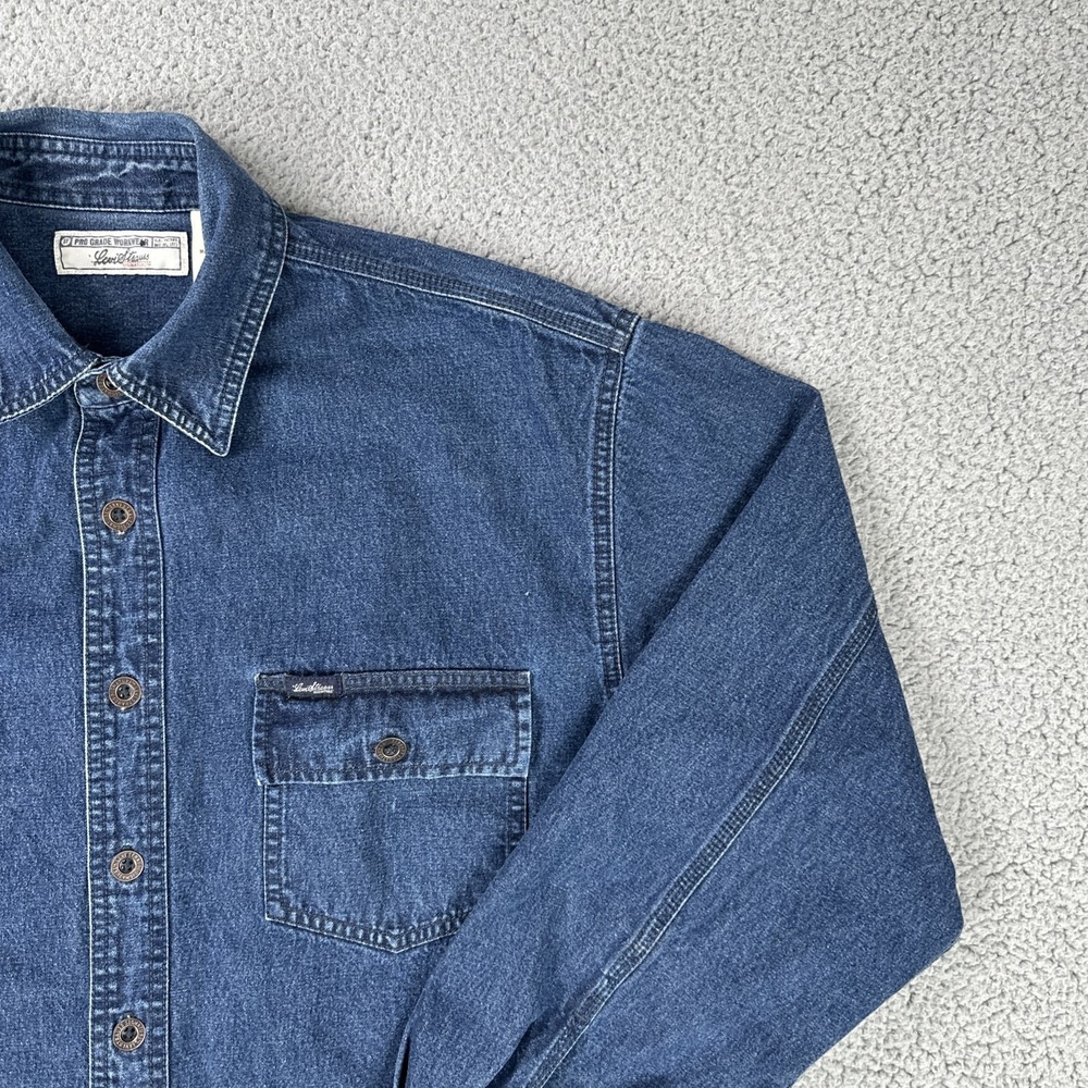 Levi Strauss Signature Denim Jacket Men Large Blue Pockets Workwear Metal Button - Picture 11 of 16